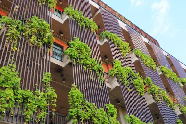 eco friendly construction concept balcony with green plants